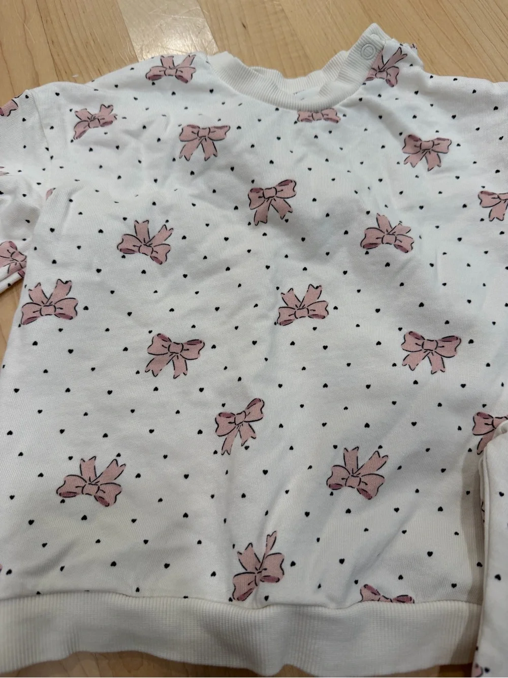 H&M White and Pink Bow Print Kids Matching Set